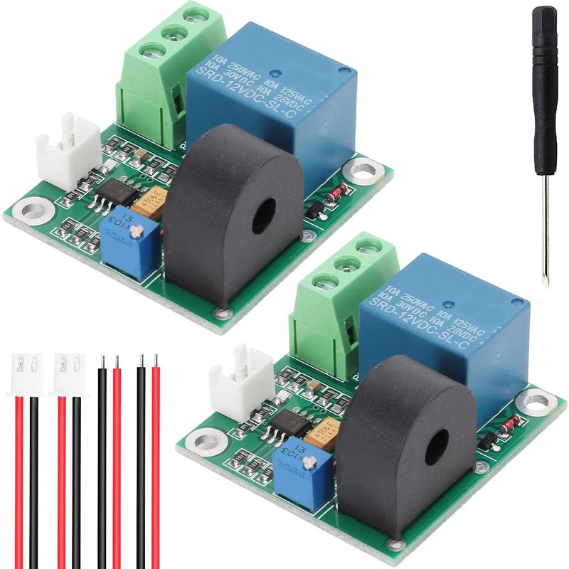 DKARDU 2 pcs Current Detection Sensor AC Current Sensor Module 5V 12V 24V 0-5A Adjustable Relay Protection Module Over-Current Protection Switch Output with Screwdriver (12V) - Image 1